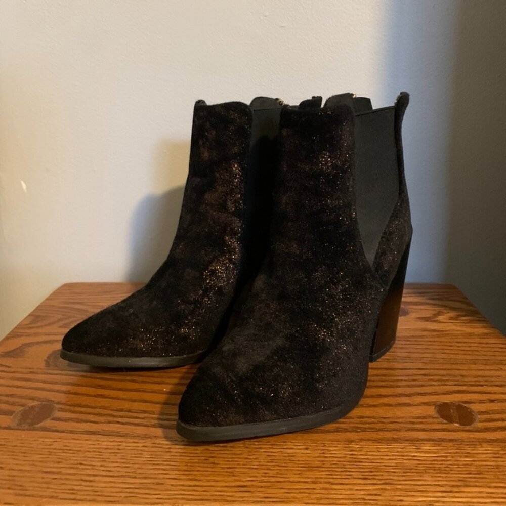 Black Glitter Heeled Boots